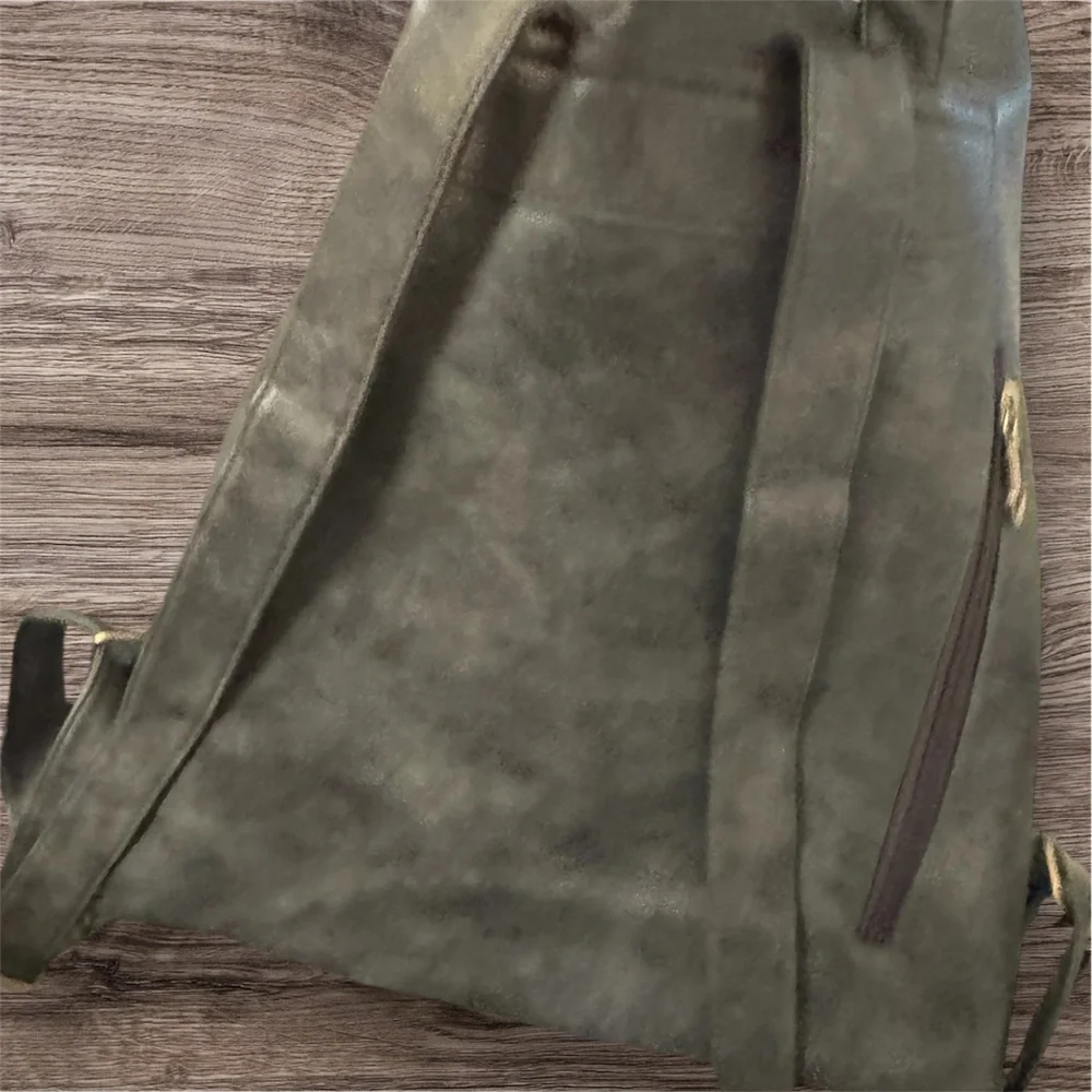 Gray Leather Backpack – Women’s Stylish Everyday Bag with Multiple Pockets - Picture 2 of 2
